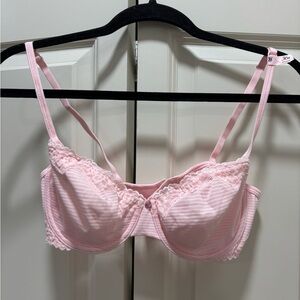 Victoria's Secret NWT Pink Shadow Striped Lace T-Shirt Underwire Demi Bra 36B